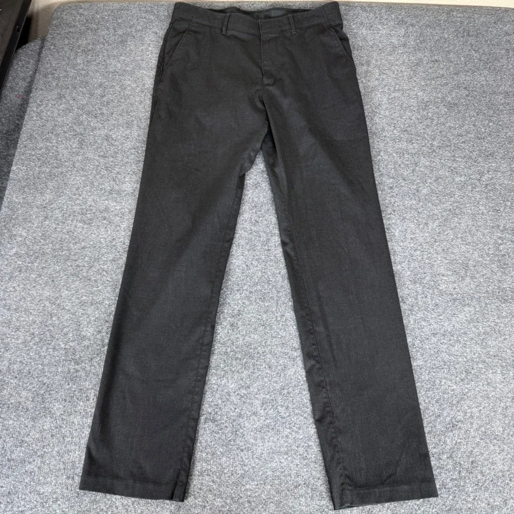Kenneth Cole Reaction Mens Slim Fit Dress Pants Charcoal Gray 34x33 Stretch
